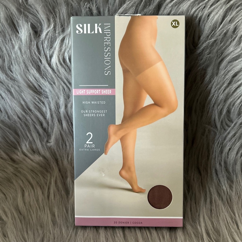 Silk Impressions Light Support Sheer Tights Womens Size XL Cocoa High Waisted